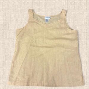 Coldwater Creek Butter Yellow Linen Blend Top Vintage 90s Mom Aesthetic